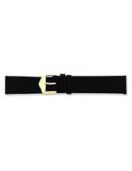 de Beer Black Suede Leather Watch Band 18mm Gold Color