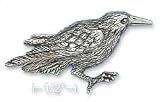 Sterling Silver Antiqued Raven Pin (26x44mm)