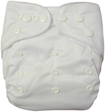 Baby Double Rrows of Snaps Fitted Pocket Washable Adjustable Cloth Diaper Neutral Color, White