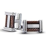 Mens Stainless Steel Brown Cable Cufflinks