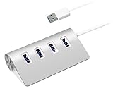 Cateck® USB 3.0 プレミアムアルミニウム 4 ポート USB ハブ：11 インチシールドケーブル(iMac、MacBook Air、MacBook Pro、MacBook、Mac Mini、PC、ラップトップ用)