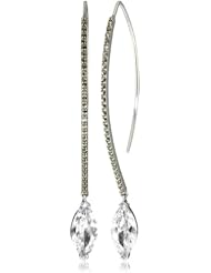 Judith Jack "Geometrics" Marquise Shape Cubic Zirconia Stones Marcasite Hoop Earrings