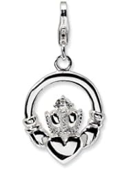 New Amore La Vita Sterling Silver CZ Claddagh Charm with Lobster Clasp