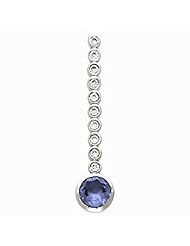 14K White Gold Round Cut Tanzanite and Diamond Pendant -- LIFETIME WARRANTY