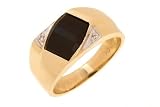 10K Mens Black Onyx and Diamond Ring