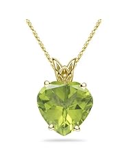 1.25 Cts of 7 mm AAA Heart Peridot Scroll Pendant in 14K Yellow Gold