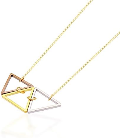 Gold Toned Three Triangles Pendant Necklace, Elegant Triangle Necklace, Exquisite Womens Jewelry