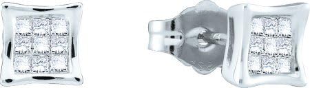 14K White Gold 0.30ctw Elegant Invisible Princess Diamond Ladies Earring