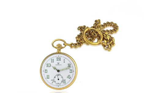 Catorex Men's 170.6.1810.121 Les Breuleux 18k Gold Plated Brass White Luminous Dial Pocket Watch