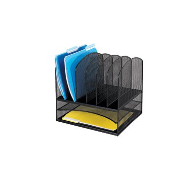 Safco Mesh Desk Organizer with Two Horizontal and Six Upright Sections (3255BL)