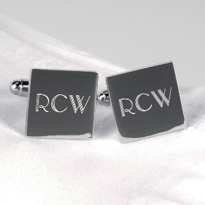 Personalized Silver Square Cuff Links Cufflinks