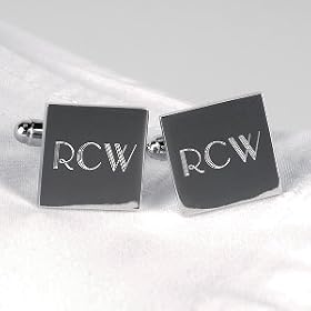 Personalized Silver Square Cuff Links Cufflinks