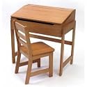 Lipper International Child's Slanted Top Desk And Chair - Pecan