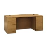 10500 Bow Front Double Pedestal Desk, Full-Height Pedestals, 72w x 36d, Harvest