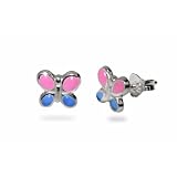 Pink and Blue Butterfly Children's Earrings