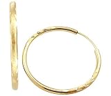 14k Yellow Gold Diamond Cut Large Hoop Earrings 1.75"