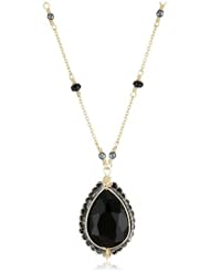 Dana Kellin Vintage Inspired Tear Drop Necklace with Stone Chain Detail Pendant Necklace