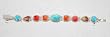 Turquoise and Spiny Oyster Sterling Silver Link Bracelet, #10494