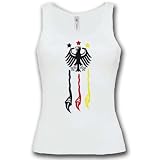DEUTSCHLAND MOTIV 21 Damen Tank Top Weiss / Schwarz-Rot-Gelb Gr. M