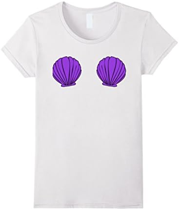 Women's Mermaid Seashell Bra Tshirt Medium White