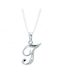 Initial T And Diamond 9ct 9k Solid White Gold Pendant W61396/T