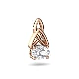 14k Rose Gold Oval Genuine White Topaz Celtic Knot Pendant