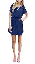 Sexy Elasticized   Waistline Off the Shoulder Short Sleeves Cotton Mini Dress 