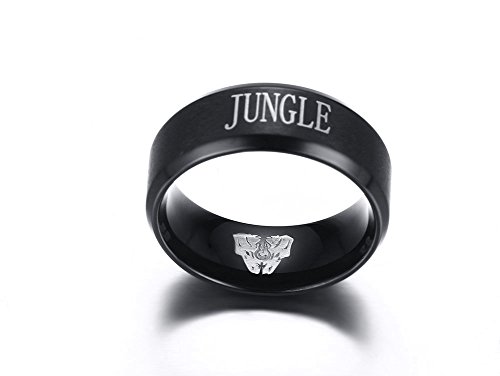 Stainless Steel League of Legends LOL Rings,JUNGLE Engraved,Black,Size 10