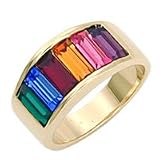 Women's Stone Band Multicolor Swarovski Crystal Gold Tone Ring, Size: 3-10