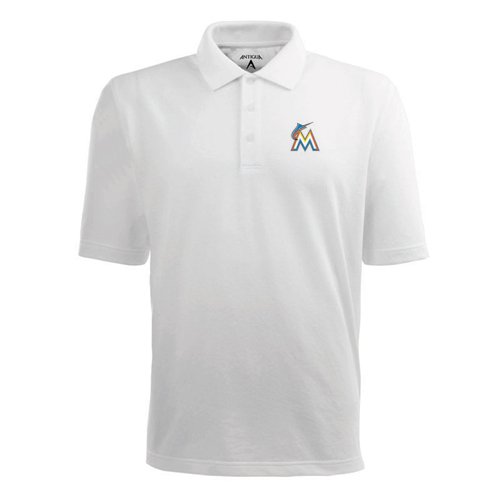 Miami Marlins Pique Xtra Lite Polo Shirt (White) - XX-Large