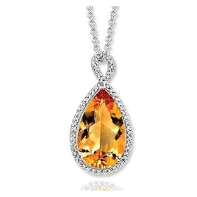 14k White Gold 1 3ct Diamond 8 1 2ct Pear Citrine Necklace by 
