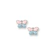 Sterling Silver Children`s Pink and Blue Butterfly Earrings