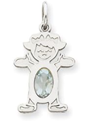 Genuine IceCarats Designer Jewelry Gift 14K White Gold Girl 6X4 Oval Genuine Aquamarine-March