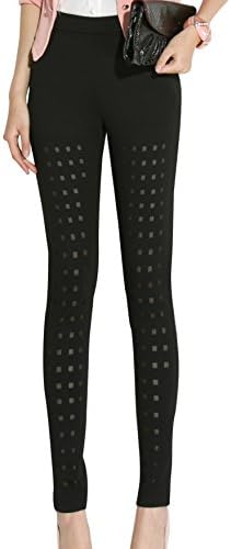 Helcly Women's Fashion Gauze See-through Elastic Skinny Pencil Pants Legging XL Black