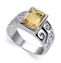 Sterling Silver Emerald Cut Band Citrine Gemstone Ring Size 8