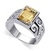.925 Sterling Silver Band Citrine Gemstone Ring