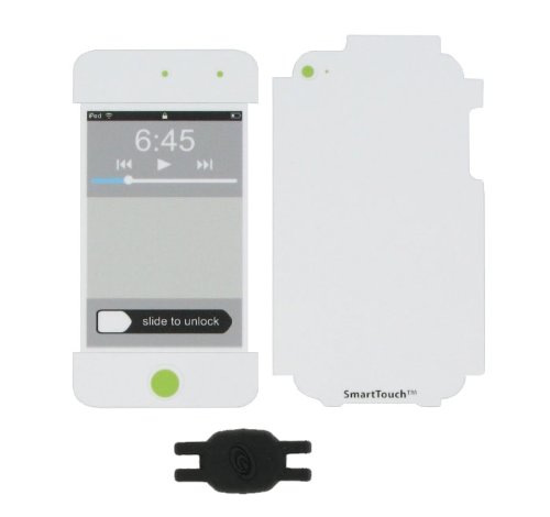 Photo White Smart Touch Shield Decal Sticker and Wallpaper for Apple iPod Touch 4th Generation with Shoe Silicone Pouch for Nike+ iPod Sensor (iPod NOT Included)