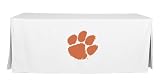 TEAM Tablevogue Clemson University 6-Feet Fitted Folding Table Cover, White with Logo