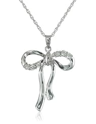 Sterling Silver Diamond Accent Bow Pendant Necklace by DiAura, 18"