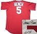 Johnny Bench Autographed/Hand Signed Cincinnati Reds Cooperstown Jersey with HOF 89 inscription