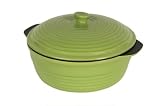 Pinnacle Ceramic Non-Stick Bakeware, 3 Quart Round Baker with Lid, Green