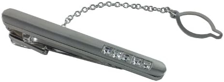 Silver with Five Jewel Design Tie Clip