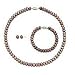 Sterling Silver 6.5-7mm Genuine Freshwater Chocolate Pearl Necklace, Bracelet and Earring Set, Knotted
