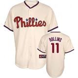 MLB Men's Philadelphia Phillies Jimmy Rollins Ivory Alternate Short Sleeve 6 Button Synthetic Replica Baseball Jersey Spring 2012  (Ivory, Large)