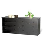 Casual Style Black Finish 6 Drawer Storage Dresser