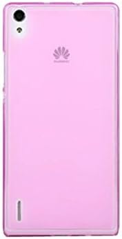 DERH Ultra-thin Grind Arenaceous Clear Protector Cover Soft Silicone Back Case for Huawei Ascend P7 Smartphone (Pink)