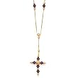14K "Y" NECKLACE W/ AMETHYST CRYSTAL CROSS, 16"
