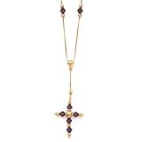 14K "Y" NECKLACE W/ AMETHYST CRYSTAL CROSS, 16"