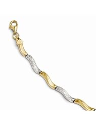 Leslies 10K Gold Diamond Cut Rhodium Bracelet 5685-7