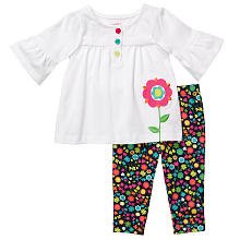 Carter's White Top and Floral Leggings 2 Piece Pants Set (6 months)